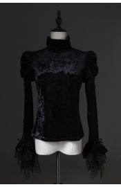 Lilith House Horrible House Velvet Standing Neck Blouse(Reservation/Full Payment Without Shipping)